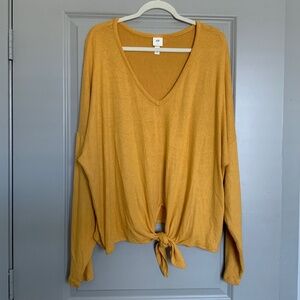 Women’s H&M Yellow Pullover Long Sleeve Stretch Sweater Size XL
